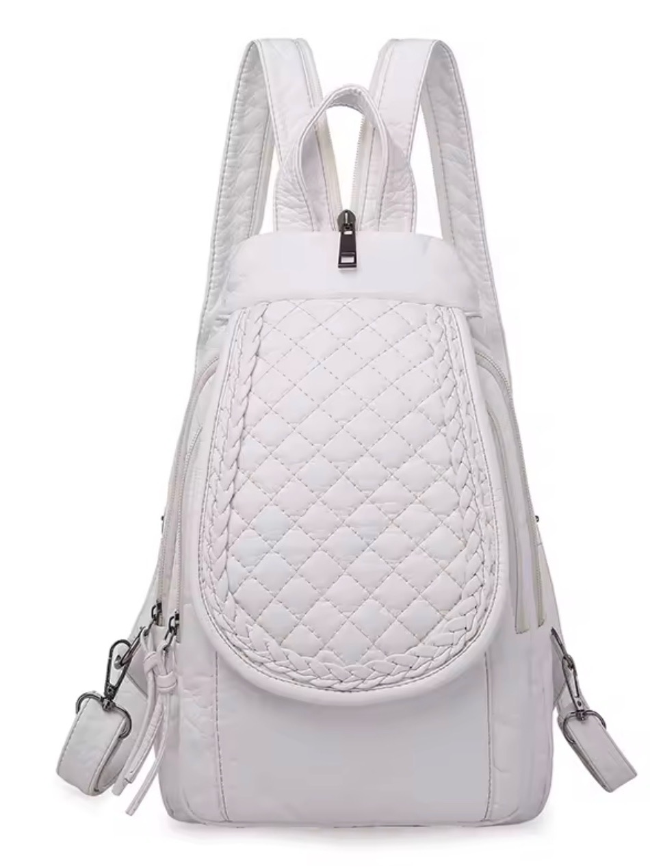 Quilted White Women's Backpack - Sleek Everyday Carry